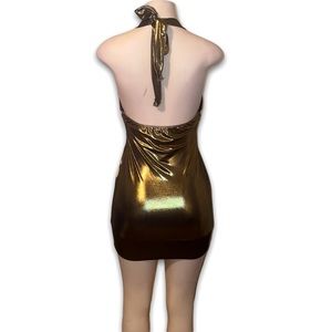 Gold Metallic Mini Dress.